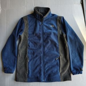 The North Face Boy's Blue Gray Full Zip Fleece Jacket Size XL Zip Pockets
